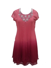 Coral Pink Pleated Dress